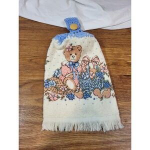 1 Crochet Top Hanging Kitchen Towel, Single, Teddy Bears Bows Blue‎